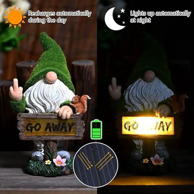 ASAWASA Gnomes Decorations for Yard with Solar LED Light,Large Outdoor Funny Garden Lawn Gnome Decor(Tall 10 Inches) by GreenHaven Gardens