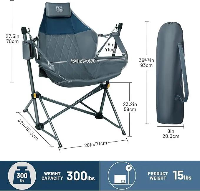 TIMBER RIDGE Hammock Camping Chair with Adjustable Backrest, Heavy Duty Folding Hammock Chair Supports 300lbs, Portable Hammock Chair for Camping, Travelling and Patio, Blue by GreenHaven Gardens