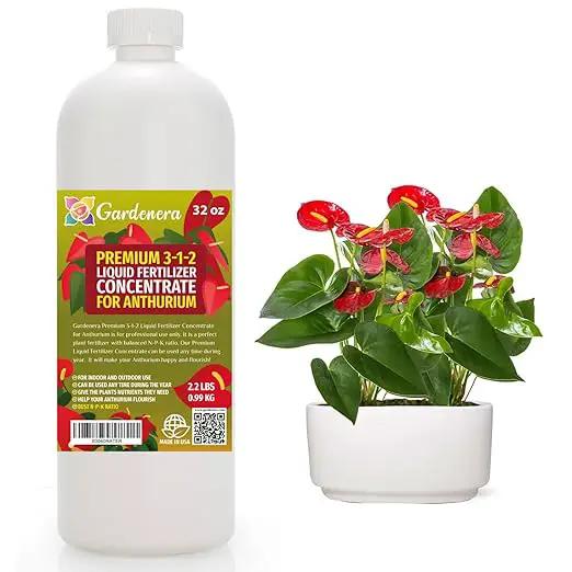 Premium Liquid ANTHURIUM Fertilizer - 3-1-2 Concentrate for Indoor Plants and Flowers - Organic Plant Food - 32oz by GreenHaven Gardens
