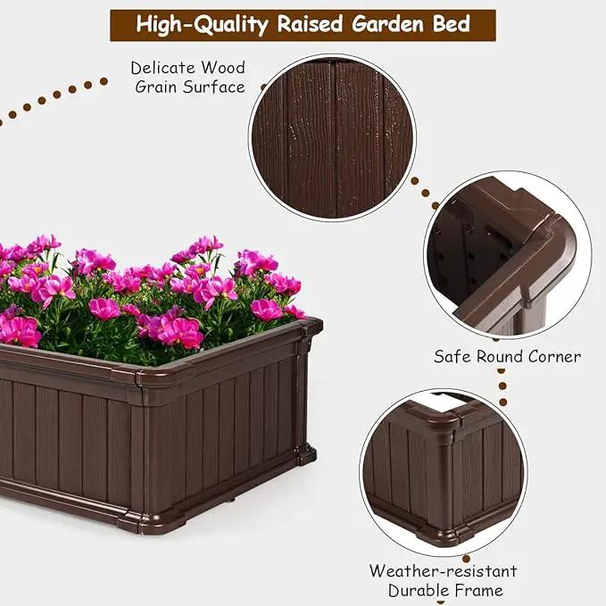 Giantex Raised Garden Bed, Planter for Flower Vegetables, Outdoor Plant Box Patio Backyard, Easy Assembly (48''Lx24''Wx12''H, Brown) by GreenHaven Gardens