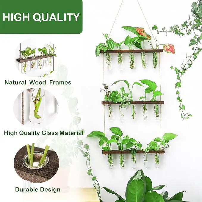 Ivolador Hanging Plant Propagation Tubes,3 Tiered Wall Hanging Terrarium Flower Planter Vase for Hydroponic Plants Cutting Home Office Garden Decor Plant Lover Gift by GreenHaven Gardens
