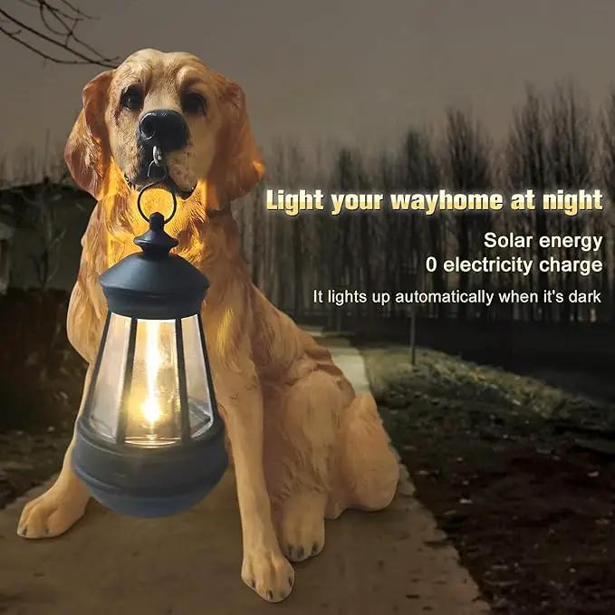 Notakia Golden Retriever Statue Outdoor with Solar Led Home Garden Decoration Windproof Lamp Realistic Dog Decor(Golden Retriever &LED) by GreenHaven Gardens
