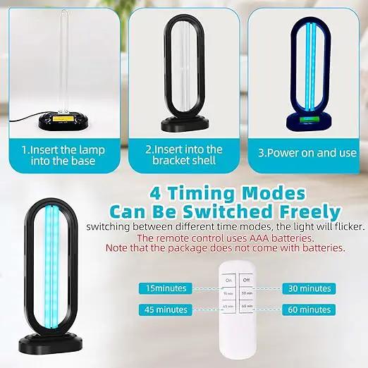 UV Light Sanitizer,UVC Home Disinfection Device 4-Speed Timing and Remote Control,Ultraviolet Light Sanitizer for Bed Bugs and Dust Mites,UV Lamp for Whole Room by GreenHaven Gardens