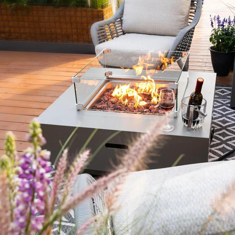 Ashton 36” Propane Fire Pit Smokeless Firepit Converts to Outdoor Gas Fire Pit for Outside Patio Firepit Table Includes Windscreen Rain & Tank Cover Lava Rocks Lid CSA Certified by GreenHaven Gardens