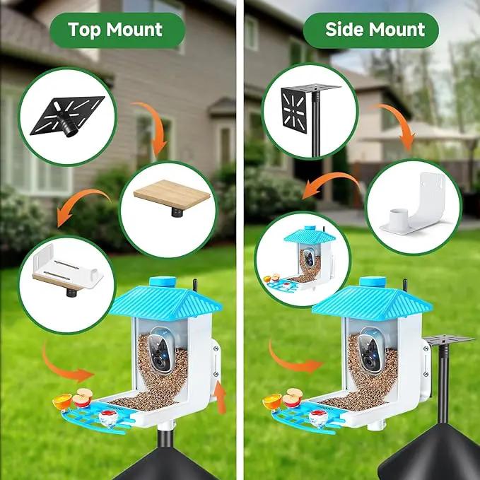 Smart Bird Feeder Pole with Squirrel Baffle & Bath-Heavy Duty Adjustable 3-6.6ft Universal Stand Mount for Backyard&Outdoor Bird Houses/Cameras (80'Pole-Baffle) by GreenHaven Gardens