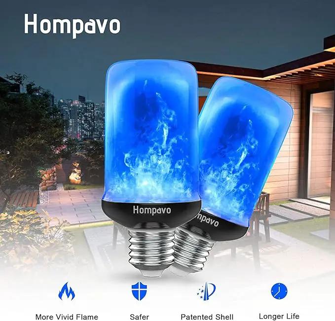 Hompavo 【Upgraded】 LED Flame Light Bulbs, Purple Flickering Light Bulbs with Upside Down Effect, E26/E27 Flame Bulb for Halloween Christmas Party Indoor and Outdoor Home Decoration (4 Pack) by GreenHaven Gardens