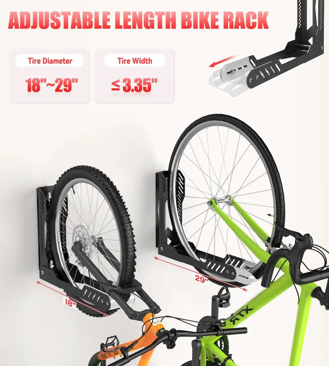 Swivel Bike Wall Mount, Space Saving Bike Rack Garage, No Heavy Lifting Required Bicycle Wall Mount, Vertical Wall Bike Hanger Can Holds up to 77 lbs, Black by GreenHaven Gardens