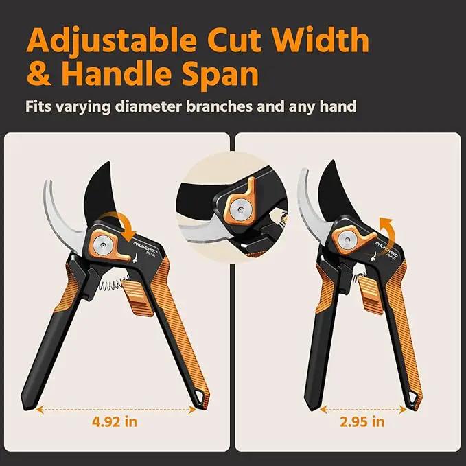 PrunePro Pruning Shears for Gardening Professional Bypass Hand Pruner Stainless Steel Sharp Blade Garden Scissors Plant Flower Garden Clipper Orange 2 Pack by GreenHaven Gardens
