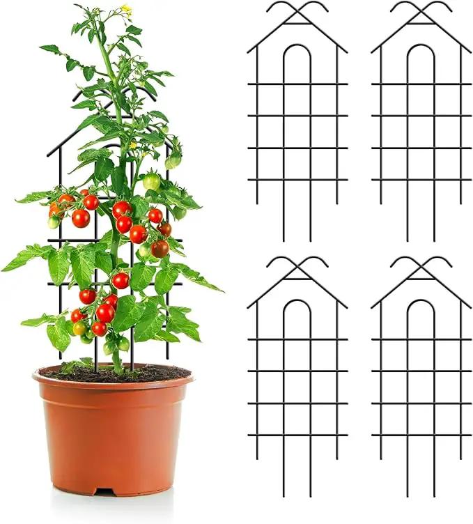 ARIFARO 24'' Metal Garden Trellis for Climbing Plants, Indoor/Outdoor Sturdy Plant Trellis for Potted Plants,House Plants, Climbing Vines, Pack of 4, Black by GreenHaven Gardens