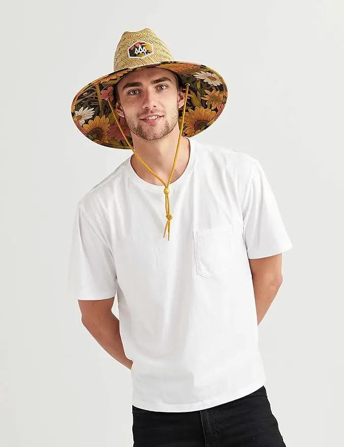 Straw Hat for Men & Women | Lifeguard Hat, Beach Hat & Sun Hat | UPF 50+ Wide Brim for Sun Protection | One Size | Hemlock by GreenHaven Gardens