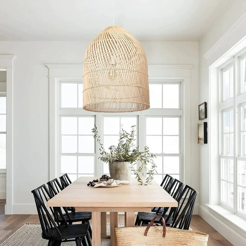 Arturesthome 1 Light Wicker Bell Pendant Lamp, Design Basket Rattan Woven Pendant Light Shades, Handmade Hanging Ceiling Lights Crafts Lampshade 16.5"*20.8" by GreenHaven Gardens