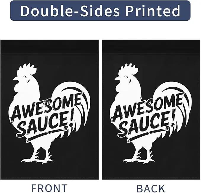 Awesome Sauce Rooster Garden Flag Art Banners House by GreenHaven Gardens