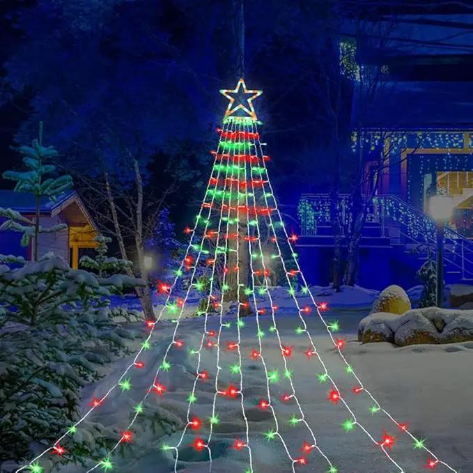 Christmas Decorations Star String Lights, 320 LED Waterfall Tree Lights with 13" Topper Star 8 Lighting Modes Indoor Outdoor Decorative for New Year, Holiday, Wedding, Party by GreenHaven Gardens