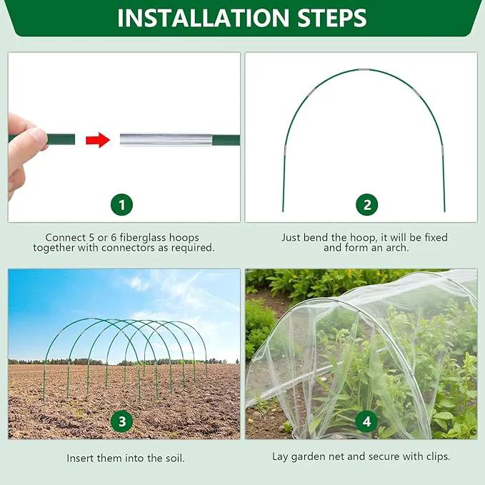 Garden Netting Kit for Raised Beds, 10x30FT Ultra Fine Mesh Netting＆ 6 Sets of 8FT Fiberglass Garden Hoops, Bird Barrier Protection Net Vegetable Plant Cover Fruit Flowers Row Cover by GreenHaven Gardens