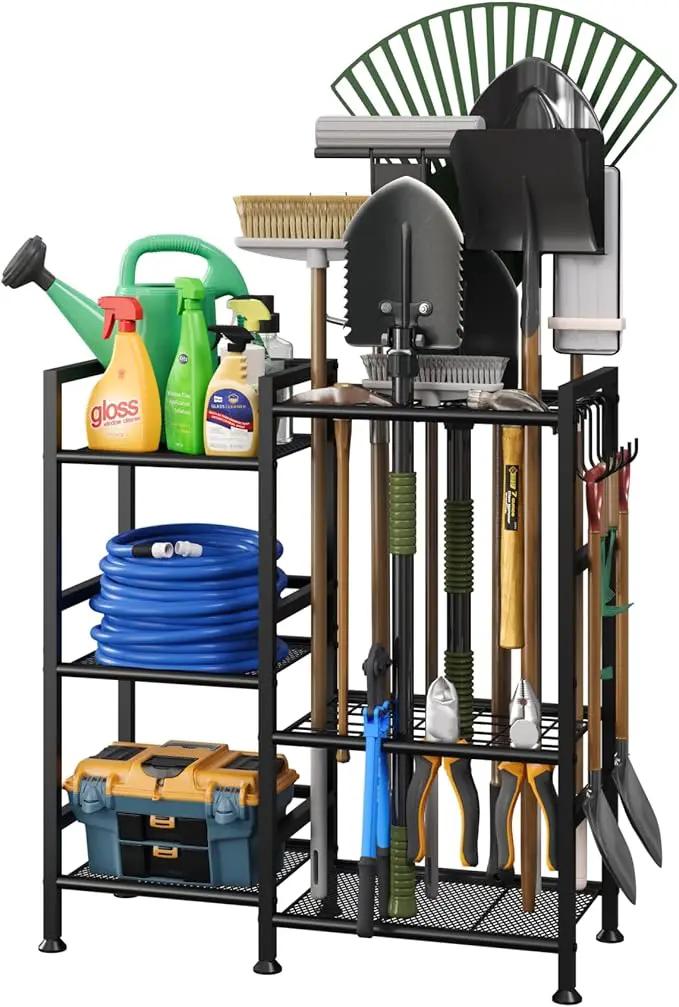 keomaisyto Garden Tool Organizer for Garage Organization, 3 Tier Yard Tool Storage Rack with 35 Long-Handled Tool Slots, Heavy Duty Garden Tool Holder with Large Hooks for Shed, Yard, Garage by GreenHaven Gardens
