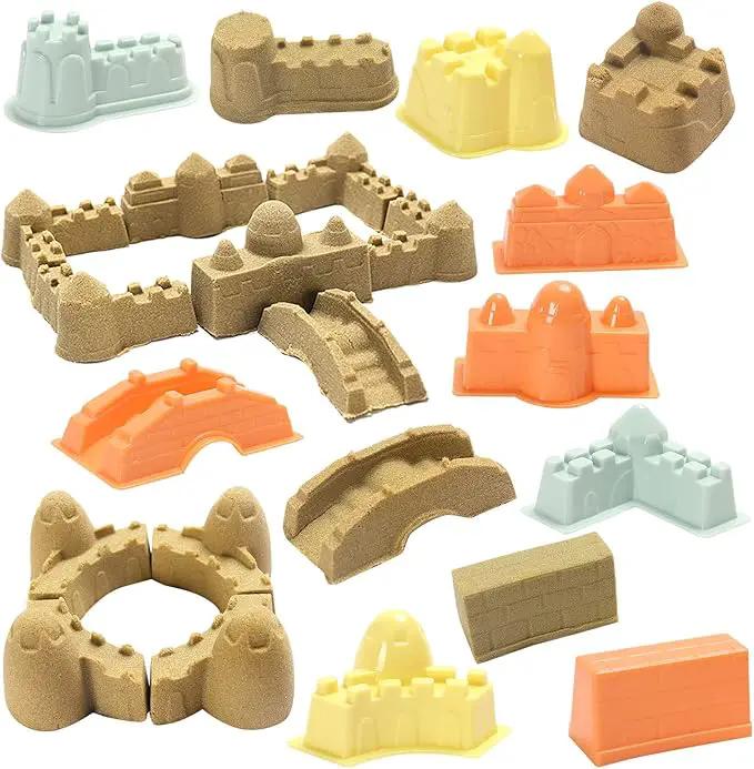 Play Construction Sand Kit,2.2lbs Magic Sand W/4 Large Take Apart Construction Trucks,1 Sandbox,8 Worker Figures and Road Signs,8 Molds,Toys for 2-8 Years Old Boys Girls by GreenHaven Gardens