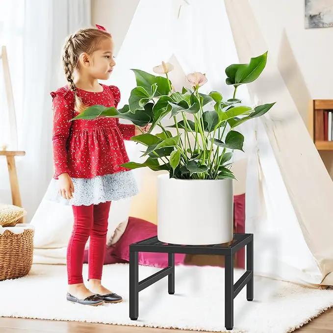 Plant Stand Indoor Outdoor, Heavy Duty Wrought Iron Pedestal Stands Metal Plant Stand for Indoor Outdoor, Sturdy Low Flower Stand Display Planter Shelf, 3pcs, Black by GreenHaven Gardens