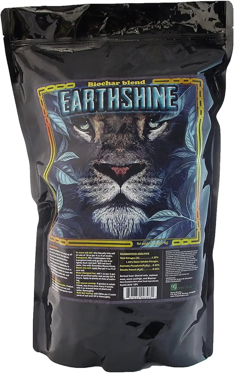 GreenGro Earthshine - Biochar & Humic Acid Blend/Activated Charcoal/Sequesters Carbon/Organic Soil Booster, Top Soil, Plant Food/Compost Tea Accelerator/Derived from Worm Castings / 5lb by GreenHaven Gardens