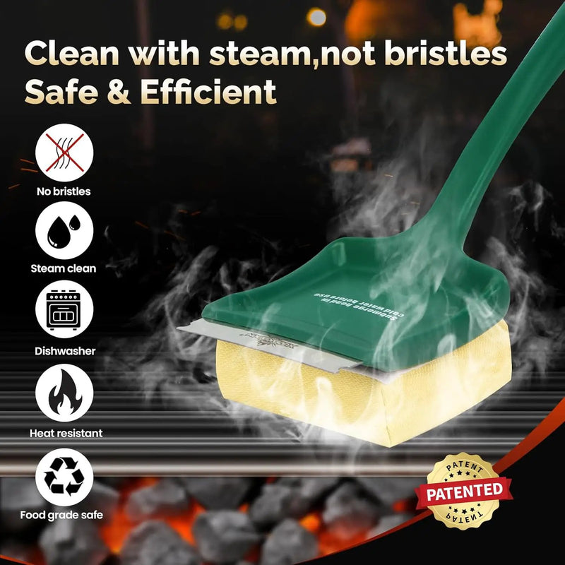 19" Large Bristle-Free Steam Cleaning Grill Brush,Replaceable BBQ Cleaning Head,Safe Grill Accessories for Cast Iron Grates/Porcelain/Weber Gas/Charcoal Grill - Gifts for Men Dad Husband by GreenHaven Gardens