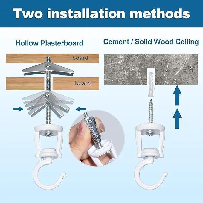 Ceiling Hooks for Hanging Plants (6 PCS White),Heavy Duty Metal Plant Hooks, Screw in Hooks for Hanging Birdfeeders, Lamps, Planters, Outdoor Decorative Hooks up to 33 lbs by GreenHaven Gardens