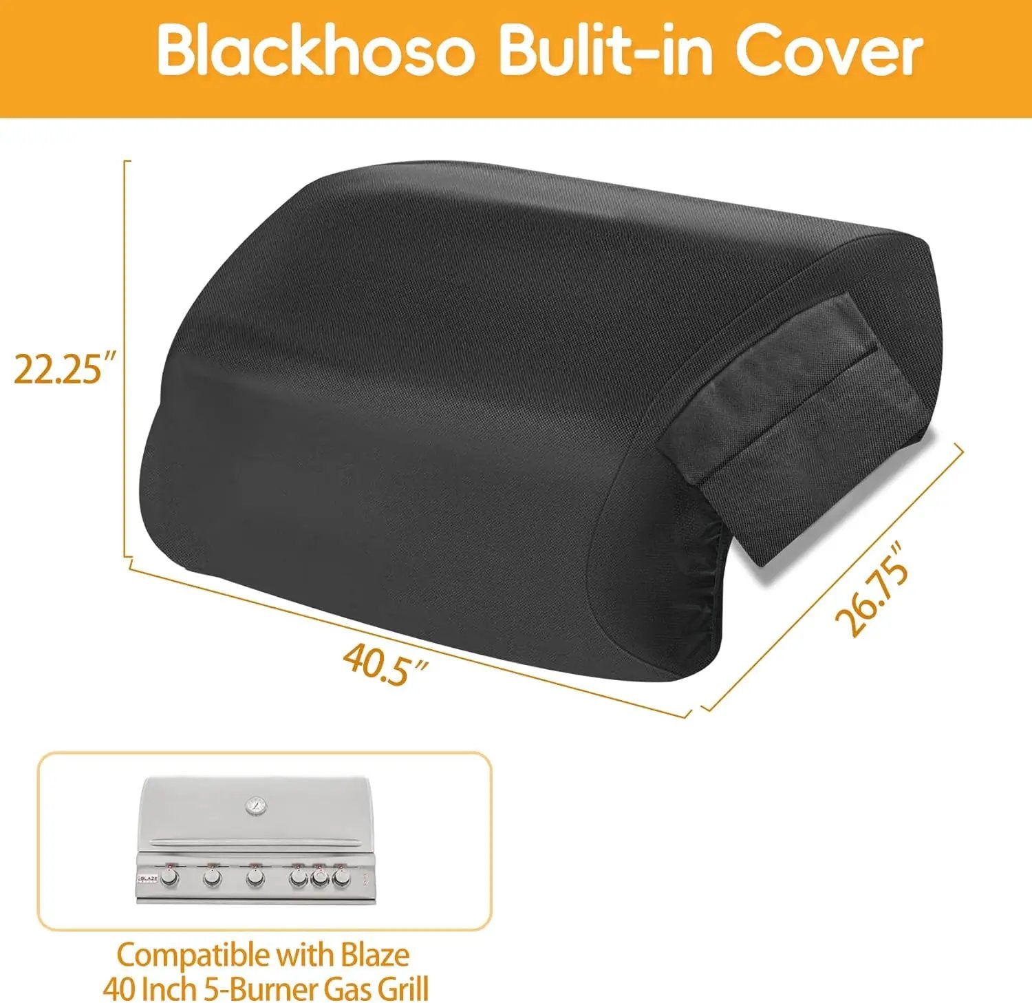 Built-in Grill Cover for Blaze 40 Inch 5-Burner Gas Grill, Heavy Duty Wateproof Island BBQ GrillTop Cover, Outdoor Kitchen Grill Head Cover by GreenHaven Gardens
