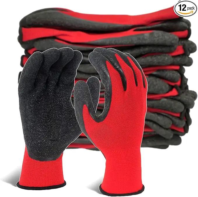 Evridwear Crinkle Latex Rubber Hand Coated Safety Work Gloves for Men Women General Multi Use Construction Warehouse Gardening Assembly Landscaping (XXL-Size) 12 Pairs Pack by GreenHaven Gardens