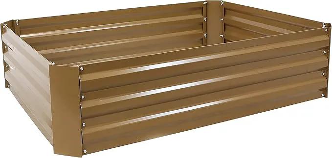 Sunnydaze 11.75" H Raised Metal Garden Bed - Galvanized Raised Garden Bed Outdoor for Vegetables and Flowers - Brown - 4' x 3' Rectangle by GreenHaven Gardens