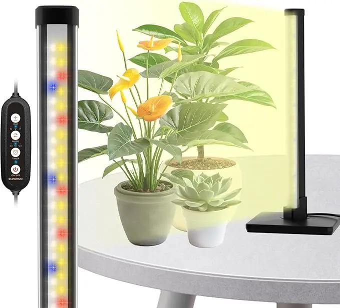 GLOWRIUM Standing Grow Light for Indoor Plants, 15in Full Spectrum Vertical Plant Light,3 Light Modes, Auto-Timer,6-Level Dimmable, Suitable for Wide Area Coverage in Indoor Plants (1-Section) by GreenHaven Gardens
