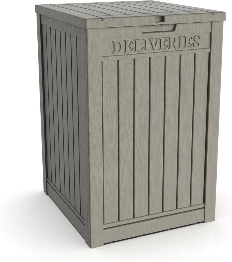 55 Gallon Coffee Resin Deck Box - Lockable, Rust-Resistant Outdoor Storage for Gardens & Patios - Waterproof Bench-Style Box with Handles by GreenHaven Gardens