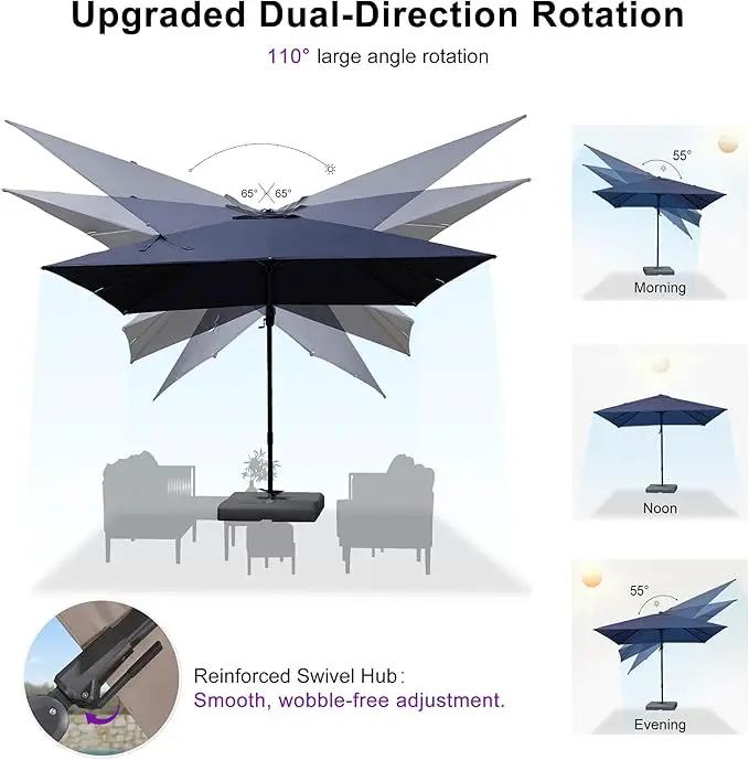 PURPLE LEAF 10' X 6.5' Left-right Tilting Outdoor Patio Umbrella Swivel Offset Cantilever Heavy Duty Rectangle Aluminum Umbrella with UV Resistant for Deck Pool Patio Backyard, Ocean Slate by GreenHaven Gardens