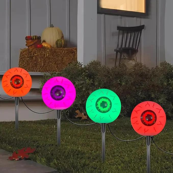 Outdoor Halloween Decorations Pathway Lights, 7Ft Halloween Eyeballs Pathway Markers String Lights Waterproof with 4 LED Scary Eyeballs Halloween Stakes Lights for Outdoor Walkway Yard Lawn Garden by GreenHaven Gardens