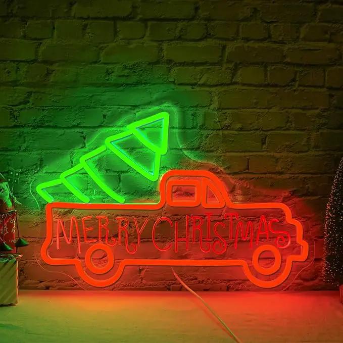 WLHOPE Christmas Truck Neon Sign,Merry Christmas Neon Signs for Wall Decor,Dimmable Merry Christmas Led Signs for Christmas Party Backdrop Bedroom Window Bar Club Shop,Christmas Gift Decoration by GreenHaven Gardens