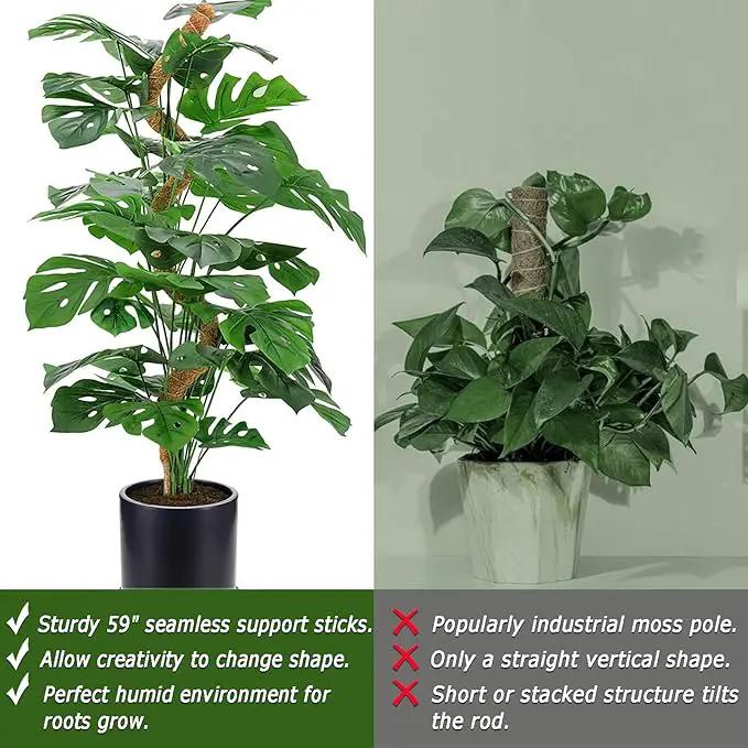 Moss Pole for Plants Monstera, 59 Inch Tall Bendable Moss Poles for Climbing Plants Indoor, Large Handmade Plant Pole Sticks, Coco Coir Plant Support Stakes for Potted Plants, Pothos by GreenHaven Gardens