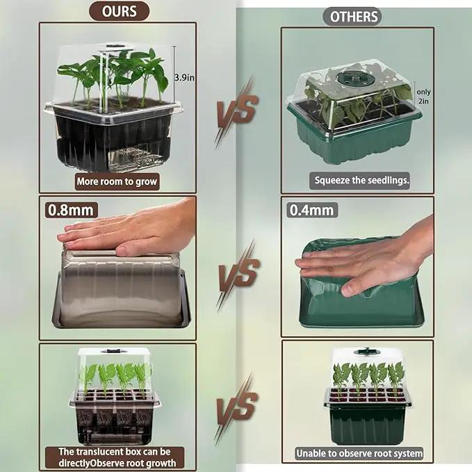 Seed Starter Trays Self-Watering - Kit with Humidity Dome, 5-Pack 60-Cell Plant Seedling Tray,Reusable Germination Trays for Indoor Gardening Seeds Growing Starting by GreenHaven Gardens