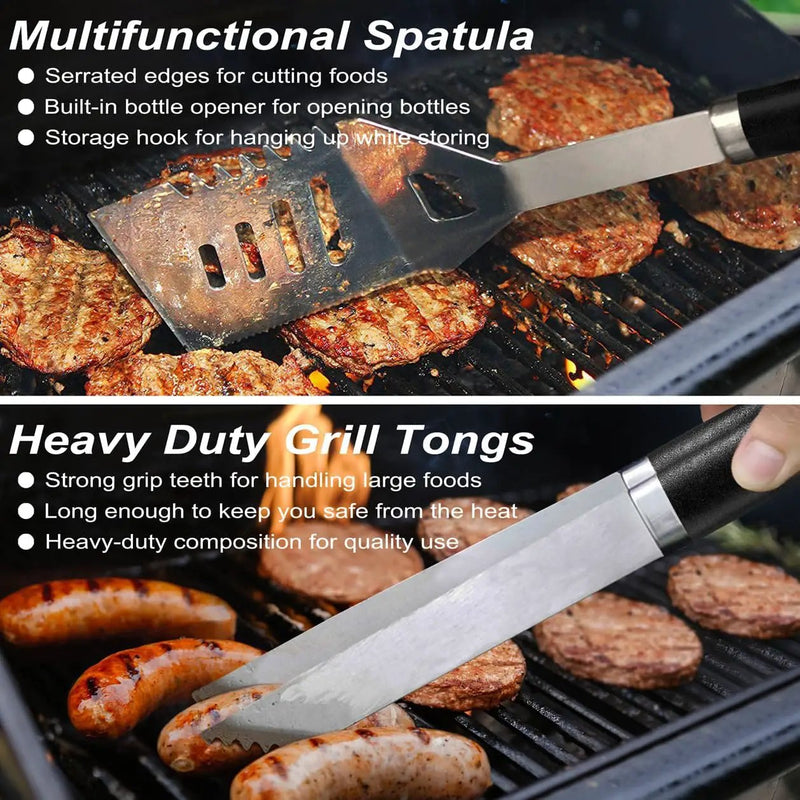 POLIGO 22PCS Heavy Duty BBQ Grill Accessories Set, Non-Slip Grill Tools for Outdoor Grill Set Thicker Stainless Steel Grill Utensils Set, Deluxe Grilling Tools Set in Aluminum Case Ideal Gifts for Men by GreenHaven Gardens