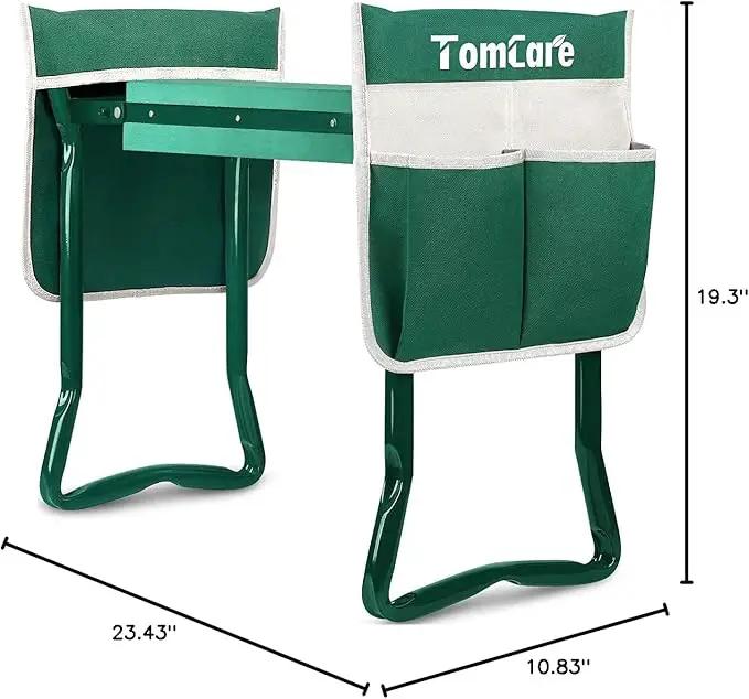 TomCare Upgraded Garden Kneeler Seat Widen Soft Kneeling Pad Garden Stools Garden Bench with 2 Large Tool Pouches Outdoor Foldable Gardening Gifts for Women Men Gardeners, Green by GreenHaven Gardens