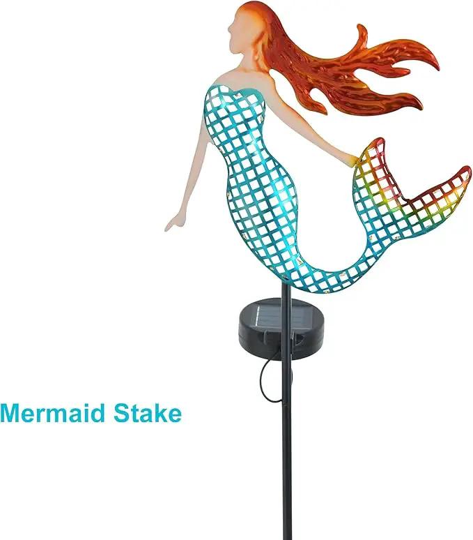 ARTER Solar Mermaid Garden Stake Light, Blue Nautical Ocean Themed Outdoor Waterproof Solar Yard Light with 3.6 Feet 22 LED Fairy Lights for Pathway Patio Lawn Poolside, 37 Inches Tall (Pack of 1) by GreenHaven Gardens