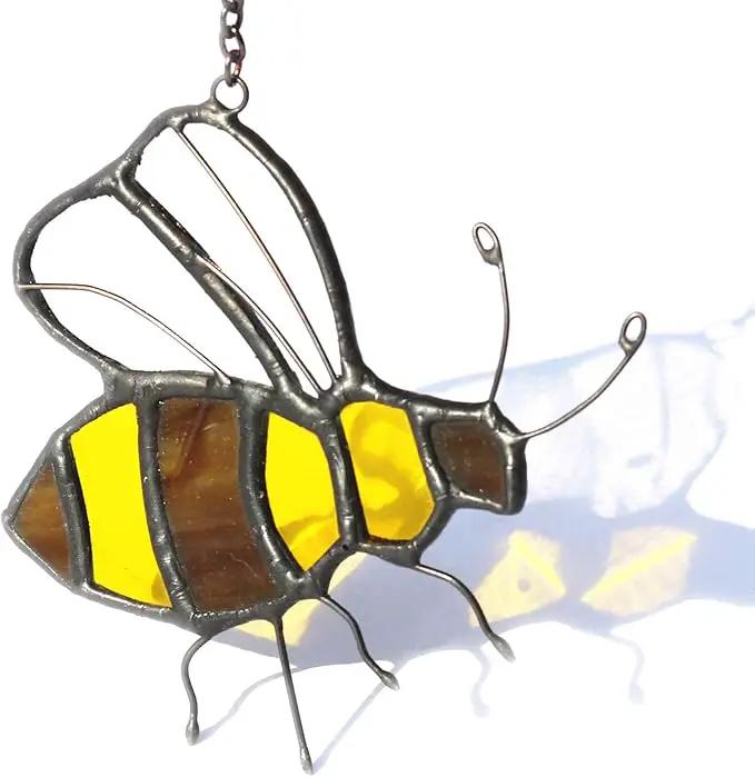 Bee Suncatcher Stained Glass Window Hangings Honey Bee Gifts for Women Gifts for Lover for Mom/Grandma Decorations Gifts/Birthday Gifts for Her by GreenHaven Gardens