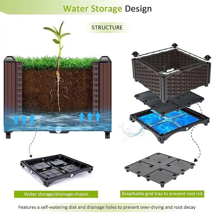 Large Planters for Outdoor Plants pots Elevated Garden Boxes Raised Garden Bed Garden Patio Balcony Deck to Planting Flowers Vegetables Tomato and Herbs by GreenHaven Gardens