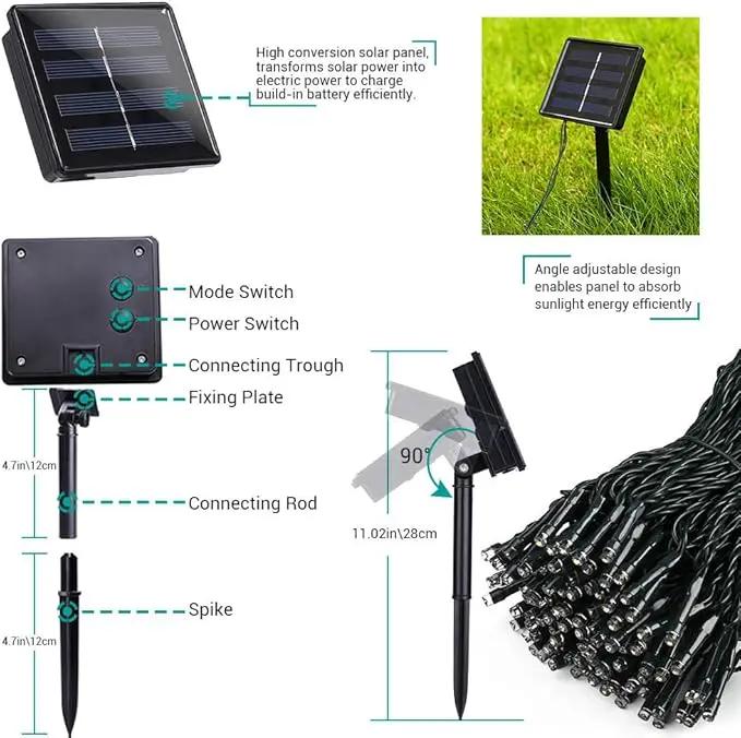 Toodour Solar Christmas Lights, 2 Packs Total 144ft 400 LED 8 Modes Solar String Lights, Waterproof Solar Outdoor Christmas Lights for Garden, Patio, Fence, Balcony, Christmas Tree Decor - Warm White by GreenHaven Gardens