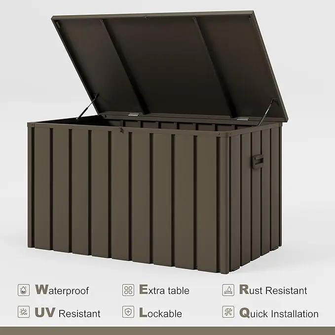 PURPLE LEAF Outdoor Deck Box 120 Gallon Waterproof Lockable Storage Box Container with Lid Deck Organization for Patio Cushions Side Table Pool Accessories Garden Tools, Brown by GreenHaven Gardens