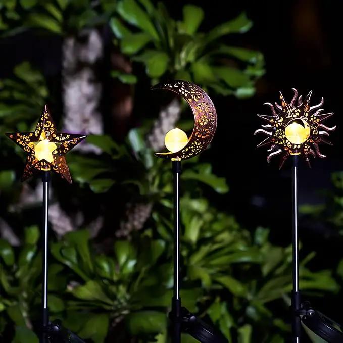 Tryme Solar Lights Outdoor Garden Decorations Sun Moon Star Stake Light Decorative Waterproof Warm White LED Yard Decor for Pathway Lawn Patio Courtyard Backyard by GreenHaven Gardens