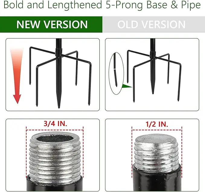 Shepherds Hooks for Outdoor Hummingbird Bird Feeder Pole Hanger 49 Inches with 5 Prongs Base Stainless Metal Adjustable Garden Hanging Holder Weddings Garden Decor Butterfly 2-Pack by GreenHaven Gardens