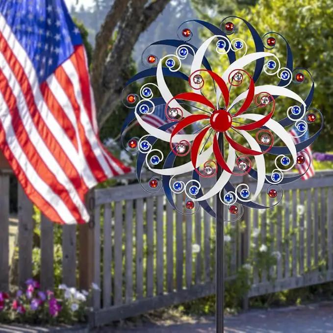 DREAMYSOUL Large Wind Spinners 20" Dia, Metal Patriotic Wind Sculpture Spinner Yard Art for Outdoor Garden Patio Decor by GreenHaven Gardens