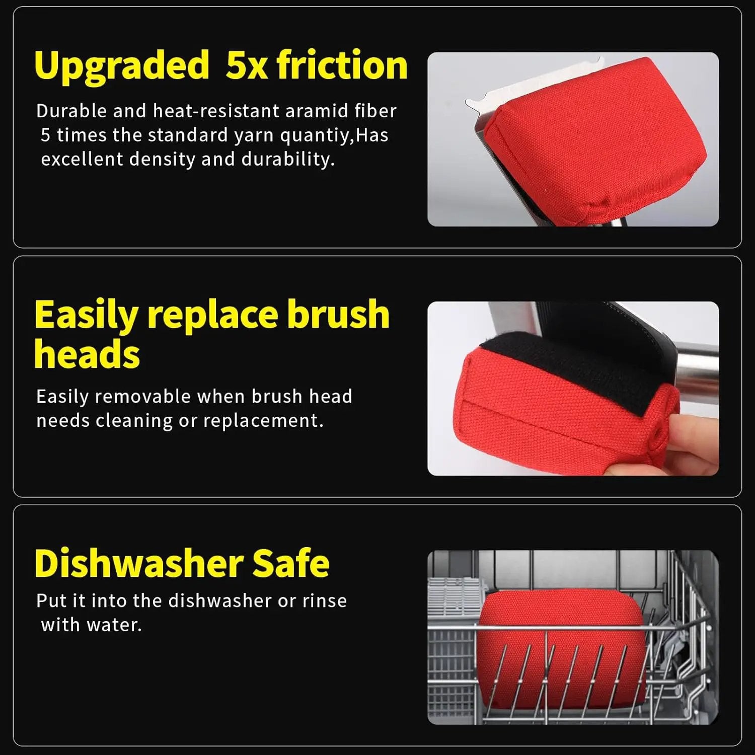 Grill Brush Bristle Free,(Only Replaceable Cleaning Head No Grill Brush)-Red by GreenHaven Gardens