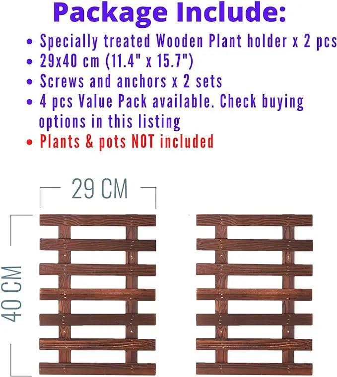 ShopLaLa Wall Planter - 2 Pack Wooden Orchid Planter Frame Display Outdoor Plants, Wall Mount Air Plants Succulent Holder Hanger, Vertical Garden Plant Wall Decor Macetas para Orquideas 15.7" (40cm) by GreenHaven Gardens