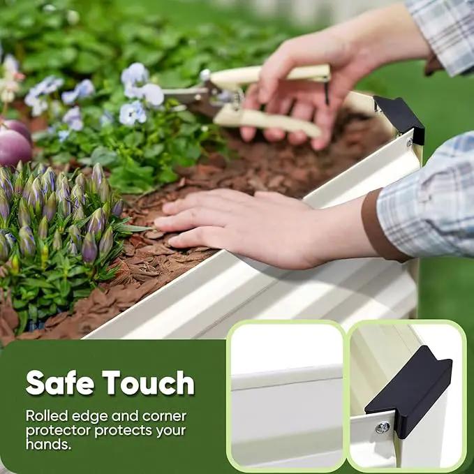 KING BIRD Raised Garden Bed Kit with Bottom 2025 Upgraded Galvanized Planter Garden Box Outdoor & Indoor for Gardening, Vegetables, Flowers, Beige, 70.8x23.6x11.8 in by GreenHaven Gardens