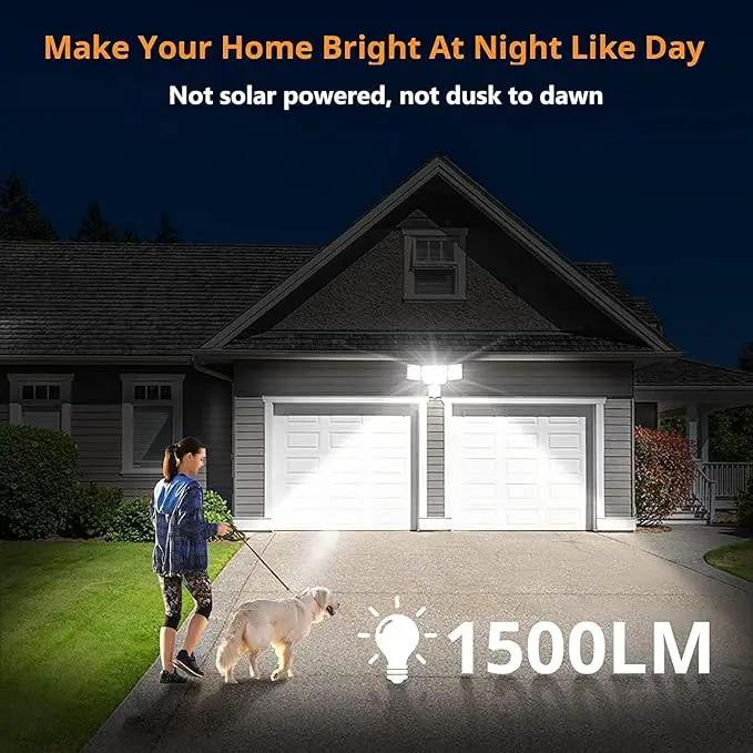 LEPOWER Battery Powered LED Flood Light Outdoor,1500LM Motion Sensor Security Lights, IP65 Waterproof,Wireless Flood Light Battery Operated,3 Head Motion Detector Light for Garage,Yard,Porch(White) by GreenHaven Gardens