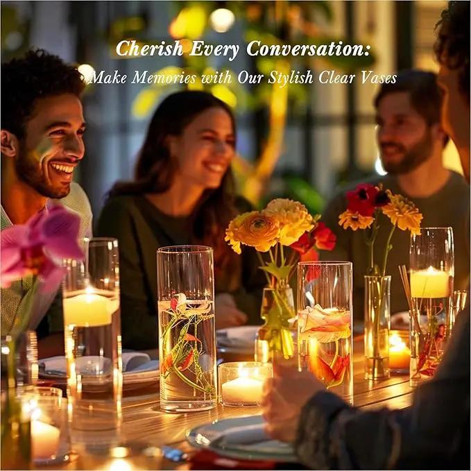18pcs Glass Vase Cylinder Vases for Centerpieces Small Flower Glass Clear Vases Home Decor Centerpiece Table Flower Vase Decorations for Office Beautification＆Holiday 7.5 Inch Tall by GreenHaven Gardens