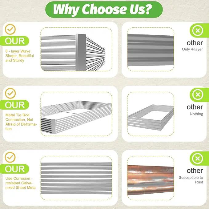 4 Pack 6x3FT Galvanized Raised Garden Bed Outdoor,Metal Garden Bed for Vegetables,Steel Raised Beds for Gardening,Above Ground Garden Box for Flower by GreenHaven Gardens